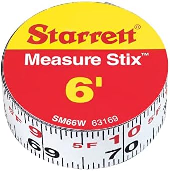 Starrett Tape Mece Stix com apoio adesivo - Mount to Work Bench, Tabela de serra, mesa de desenho - 3/4 x 6 ', métrica inglesa, leitura esquerda -direita - SM66W