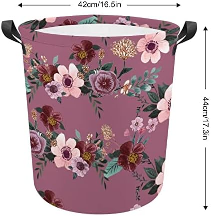 Padrões florais de cesta de lavanderia 03 cesto de lavanderia com alças cesto dobrável Saco de armazenamento de roupas sujas para quarto, banheiro, livro de roupas de brinquedo