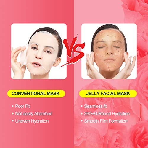 Yafusipe Vitamin C Jelly Face Mask Off Off para faciais 300g/10,5 oz+ máscaras de geléia de rosa pó Máscaras
