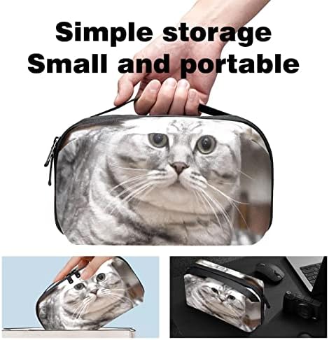 Organizador eletrônico Small Travel Cable Organizer para discos rígidos, cabos, carregador, USB, cartão SD, Animal Cat