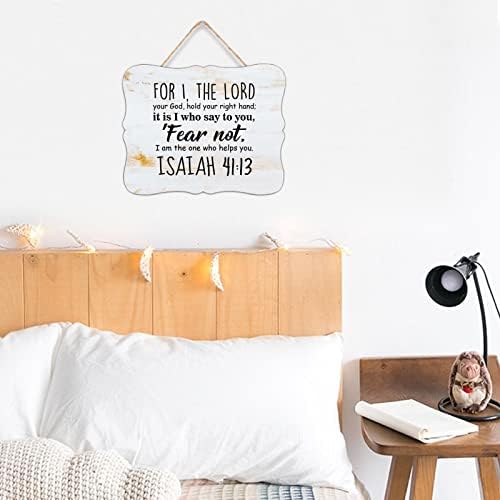 Sinal de madeira rústica, Isaías 41:13 Porque eu sou o Senhor, seu Deus, que segura sua placa vintage
