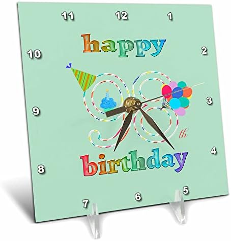 3drose feliz 99º aniversário, cupcake com vela, balões, chapéu. - Relógios da mesa