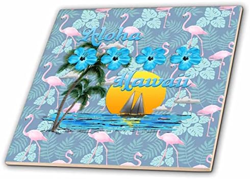Sunset 3drose Sailing para Aloha Hawaii Vacation Design. - Azulejos
