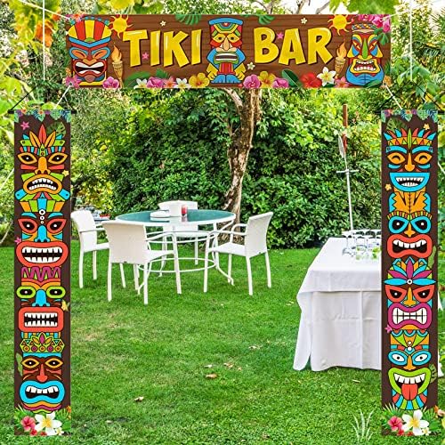 Luau Party Decorações Tiki Totem Door Banner Sinal 3pcs Tiki Banner Luau Porch Hawaiian Cober