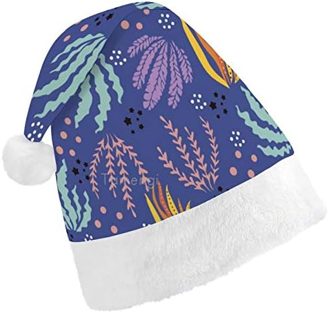 Natal Papai Noel, plantas oceânicas chapéu de férias de natal para adultos, com conforto unissex