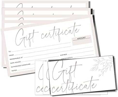 Documento 'n tal conjunto de 25 certificados de presente em branco com envelopes - cartão -presente, vouchers para um cartão pessoal ou para pequenas empresas - 3,75 x 7,5 ” - Cartão de pesos -pesos - rosa claro
