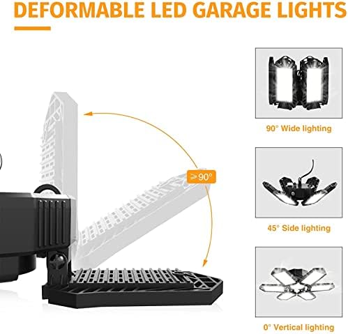 Luzes de garagem, luzes LED de LED de 185W conectadas com cordão, iluminação de teto de deformável de 18500lm