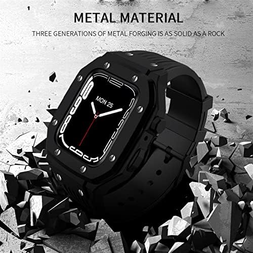 Caixa de relógio de liga Strap para Apple Watch Series 8 7 6 5 4 SE 45mm 42mm 44mm Metal Luxury Metal Borracha