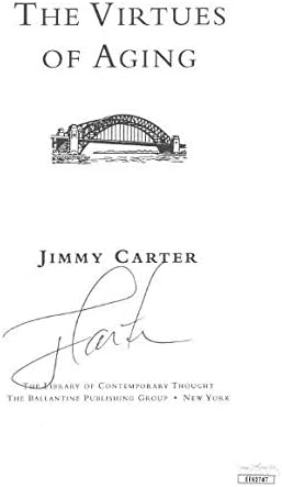 Presidente Jimmy Carter assinou 1998 As virtudes do envelhecimento 5.5x8 Página - Holograma #EE62747 - JSA Certified - Livros Políticos