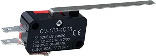 AGOUNOD LIMITE SWITCH 10PCS Longa alavanca de dobradiça reta SPDT Micro limite interruptor V-153-1C25