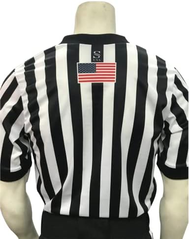 Smitty | I200-wfbk | IAABO Basketball Árbitro Bandeira Branca de Back USA | Uniforme oficial aprovado pela escola | Preto branco
