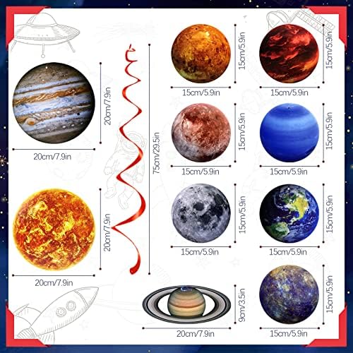 20pcs Espaço do sistema solar tema pendurado decorações de redemoinhos, abastecimento espacial externo