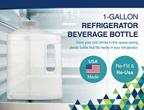 Arrow 1 galão de jarro de plástico para bebidas frias - garrafa de geladeira com tampa, bico fácil -pico e marcações graduadas - feitas nos EUA, plástico livre de BPA - ideal para água, chá gelado, suco, leite
