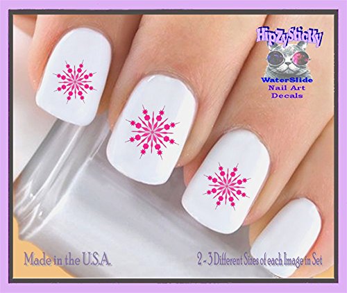 Férias Natal - Natal 810x Holiday Winter Flakes de neve Decalques de unhas rosa - Decalques de arte de unhas de água - Acessórios de unhas DIY de qualidade de salão de manicure feitos nos EUA
