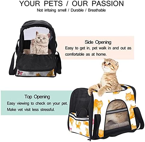 Portador de animais de estimação Orange Tabby Kitty Soft-sided Pet Travel portadores de gatos,