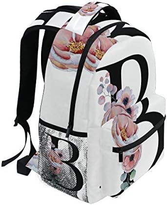 Tropicallife Letter B com mochilas de flores Backpack de mochila ombro de caminhada Daypack bolsas casuais