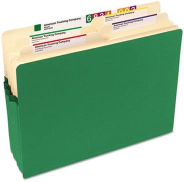 Smead de 3 1/2 polegada de acordeão colorido de bolso de arquivo, guia reta, letra, verde