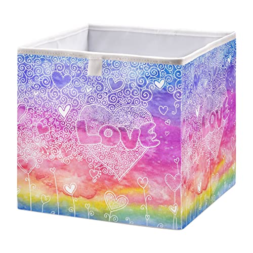 Dia dos namorados Love Hearts Cubo Bin Cubos de armazenamento dobrável cesta de brinquedos à prova d'água