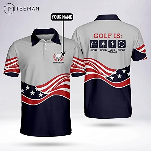 TEEMAN CHISTER PATRIOICO PATRIOTO PATRIOTO para homens, camisas de golfe de bandeira americana para homens, camisa de golfe engraçada Polo de manga curta