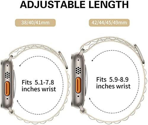 Bandas de nylon de loop alpino de você compatíveis com Apple Watch 49mm 45mm 44mm 42mm 41mm 40mm 38mm, tira esportiva ajustável com gancho G para iwatch Ultra, série SE/8/7/6/6/5/4/3/2/1, Mulheres