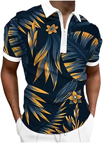 Camisas de natação de verão bmisEgm para homens mens 3d impressão digital zíper de lapela de manga curta camisa casual masculina tees e