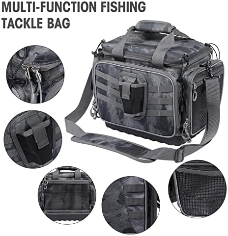 Vismix Fishing Tackle Bag- Bolsa de pesca grande saco de armazenamento de pesca resistente à água com 2pcs 3600 caixas de bandeja e suporte de haste