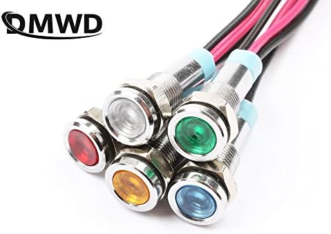 Indicador de metal LED de 6 mm Lâmpada de sinal à prova d'água 6V 12V 24V 220V com fio para interruptores de luz DIY - interruptores de luz -