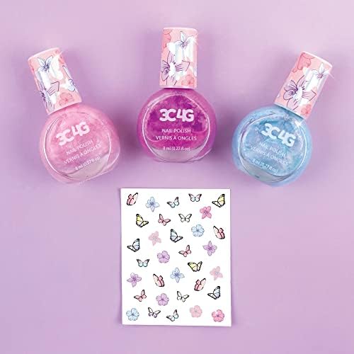 Três aplausos para meninas - Trio de esmalte de borboleta - 3 pacote de esmalte para crianças para meninas