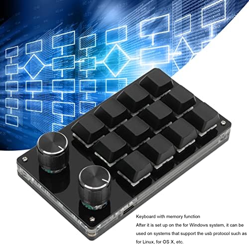 Kuidamos 12 teclado mecânico Numpad Mini teclado de jogo mecânico, botão de teclado macro com função do botão