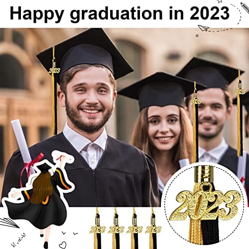 30 peças Taxel de formatura com 2023 Charm Cap tachada de tástica acadêmica Hat Tassel com Gold 2023 Year Charm para Cerimônias de Atividades da Partema de Graduação, 15,7 polegadas