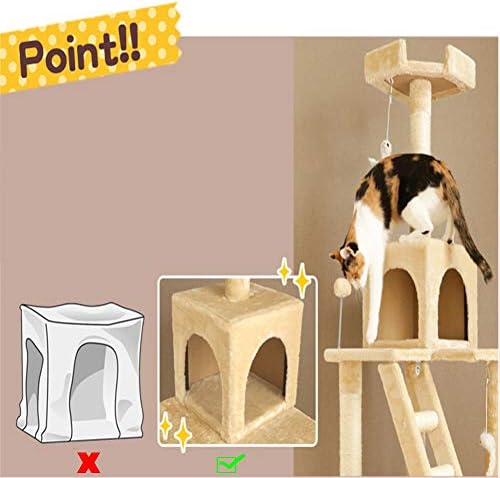 Torre de gato lxhong com rede, árvore de gato com escada, torre de gatos com brinquedos de balanço para o lado da varanda de TV Sisal 2 cores, não ocupando espaço