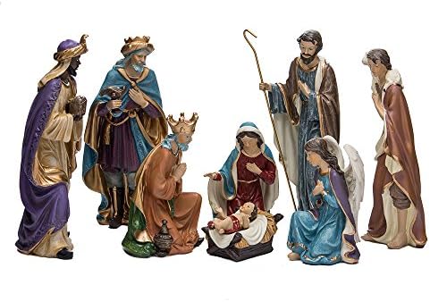 Kurt Adler Resin Nativity Figure Set, 9 polegadas, conjunto de 8