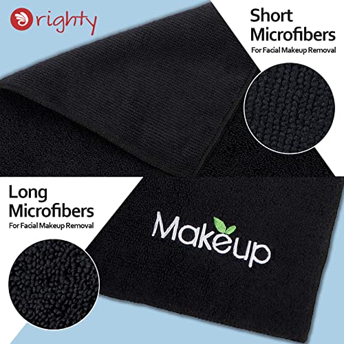 Panos de lavagem de maquiagem Orighty - Toalha de face de microfibra seca super macia e rápida, pano de lavagem absorvente para limpeza, toalhas de ponta dos dedos para remoção de maquiagem, 13 x 13 polegadas, pacote de 6, preto
