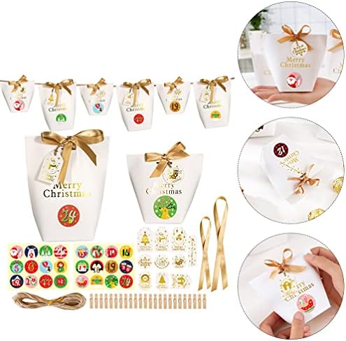 Hemoton 24 sets Feliz Natal Bolsas de doces de Natal Caixas de presente de contagem regressiva Bolsas de tratamento