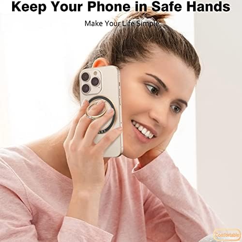 Porta de alça de anel de telefone magnético, allengel ajustável de dedão para iPhone 14 Pro, 14 Pro Max, 14 Plus, 14, 13 e 12 Series, compatíveis com acessórios MagSafe