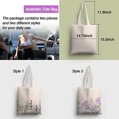 Joyminmin estético sacola de tela com zíper interno bolso reutilizável bolsas de mercearia de presente de aniversário para mulheres professores
