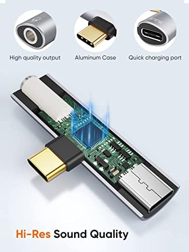 Pacote-2 itens: USB Tipo C para Tipo C Cabo de carga rápida 60W 10 pés + USB C a 3,5 mm fone de ouvido