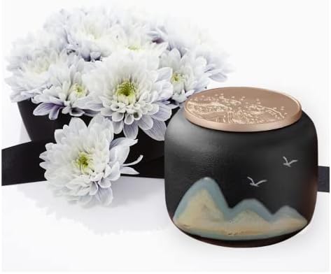 Urna de lembrança pequena preta para cinzas humanas - adorável compartilhamento de urna de cerâmica,