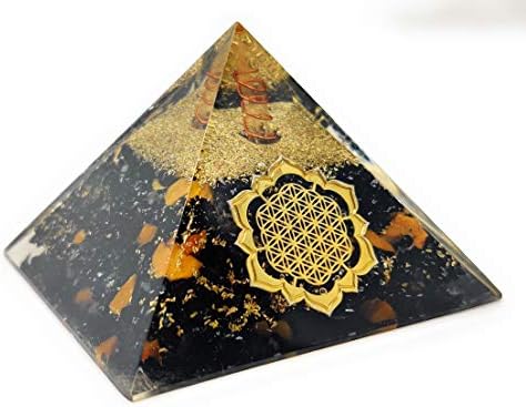 Orgonita Shop Black Tourmaline com Amarelo Jasper Orgonita Pirâmide para EMF Ferramenta de Meditação de Proteção