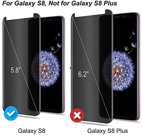 Amzsuker [2pack] para o protetor de tela de vidro com temperamento anti-spy de privacidade do Galaxy S8, [amigável ao caso] [livre de bolhas] [9H dureza] [anti-arranha] Protetor de tela de vidro temperado para o Samsung Galaxy S8