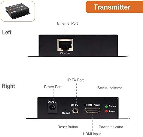 J -Tech Digital Proav HDMI Extender sobre o cabo CAT5E/6 HDMI sobre TCP/IP 1080p com extensão IR - até 400 '[TX + RX]