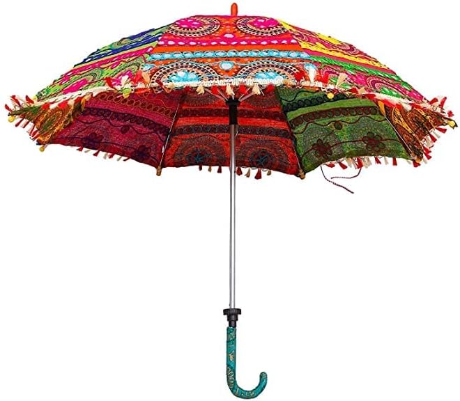 Trabalho de bordado Decorativo Decorativo de Casamento Rodanha de Casamento | Gujrati guarda -chuva | Rajasthani Gubra, útil para decoração de festas, decoração de casa, pré -casamento, garba por Índio colecionável