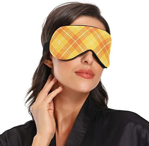 Máscara de olhos para dormir respirável, capa de sono para os olhos para descanso de verão, de venda de contornos elásticos para mulheres e homens viagens, nacional de tartan amarelo