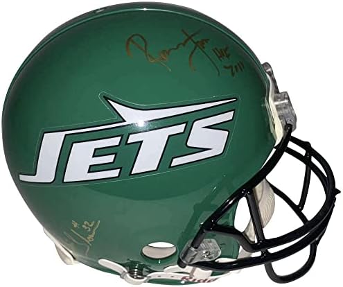 Ronnie Lott & Blair Thomas assinou o Auto Riddell Jets Capacete Proline JSA - Capacetes NFL autografados