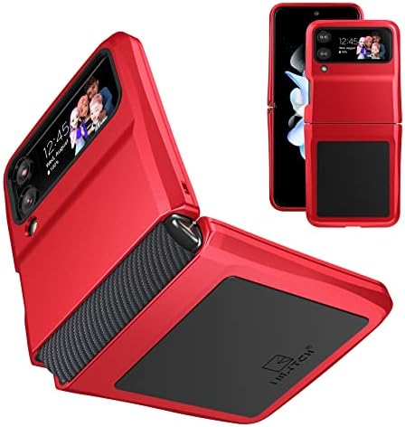 Foluu para Samsung Galaxy Z Flip 4 Case, capa de telefone de metal com proteção contra dobradiça, estojo de estrutura à prova de choque de alumínio, de borracha macia de silicone militar, dever de serviço pesado para galáxia z flip 4 5g 2022 vermelho