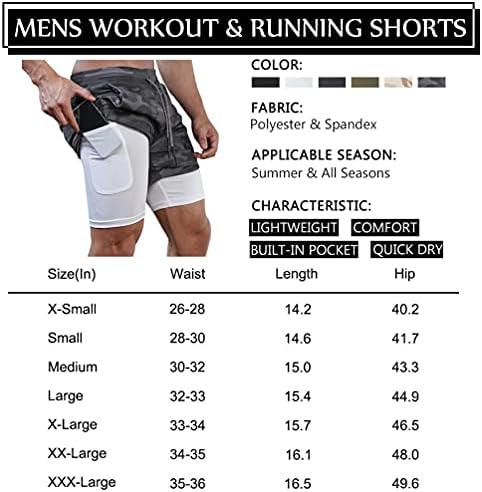 Diotsr Mens 2 em 1 Execução de shorts de exercícios Quick Dry com forro, shorts de ginástica atlética para