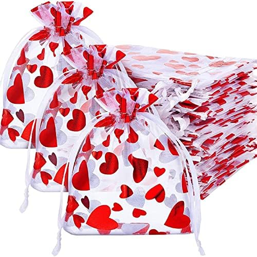 50 peças do Dia dos Namorados Bolsas de Candy Candy Bolsas de joalheria de organza, bolsas Sacos