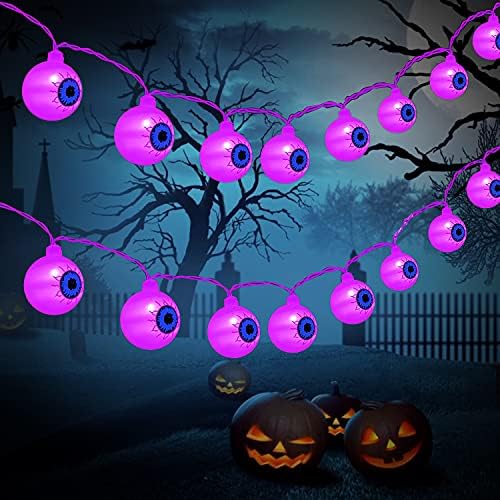 Luzes de cordas oculares de Halloween CCINEE, 20 luzes de bateria LED LUZES OPERADAS DE BATERIA para decoração externa interna do Halloween