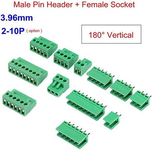 5set 3,96mm Kits de conector 5pin Kits de conectores retos Blocos verticais Blocks de conector Kits de parafuso PCB Pin Pin + Pin Socket
