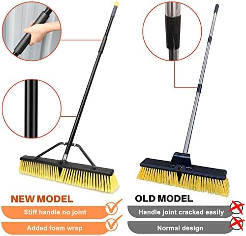 24 polegadas Push Broom Broom Outdoor Hovery Duty Brassom com 63 Longa alça para o convés Garage